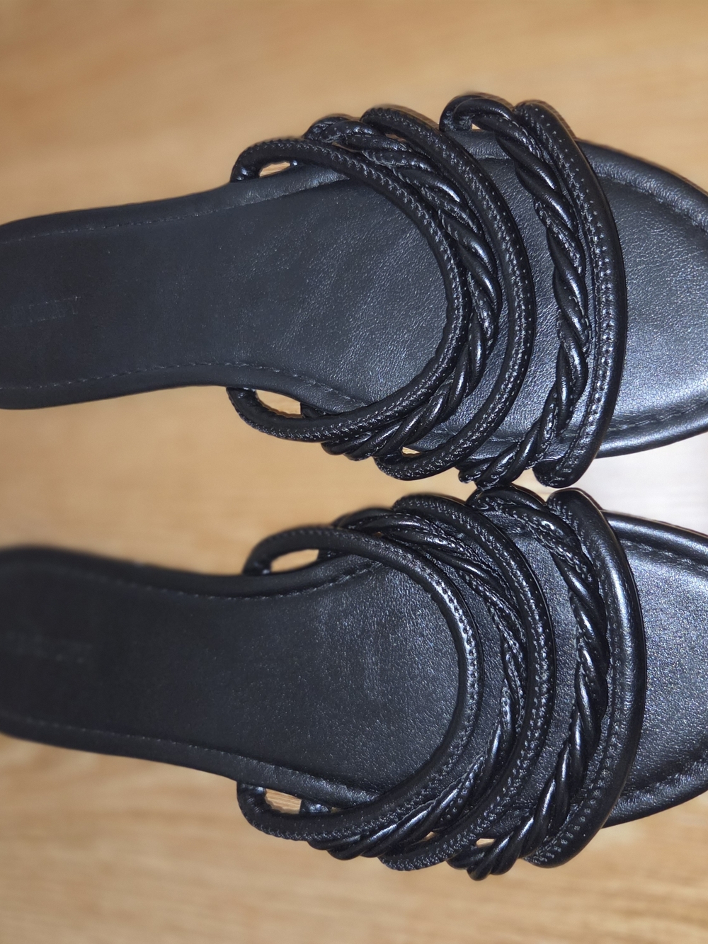 Old Navy Black Braided Strap Slide Sandals